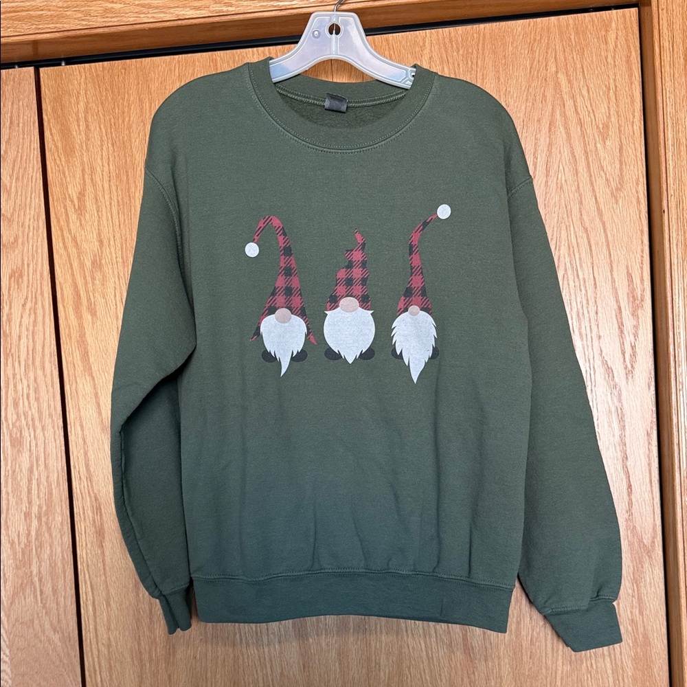 Gildan Dark Green Sweatshirt with Gnome Design